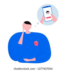 Cute man and telephone