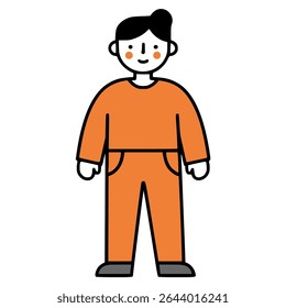 cute man wearing orange costume flat color vector illustration template design