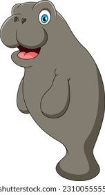 Cute manatee mascot cartoon. Cute animal mascot cartoon