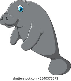 Cute manatee mascot cartoon. Cute animal mascot cartoon