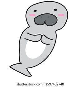 cute Manatee on white background - vector