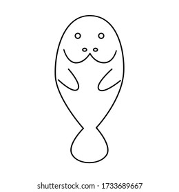 cute manatee outline picture for coloring 