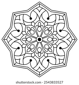 design bonito mandala para colorir página do livro, arte mandala para hena e design de tatuagem
