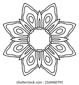 Marco de Mandala lindo. Flor de doodle redondo ornamental aislada en fondo blanco. Ornamento geométrico decorativo de estilo étnico oriental.