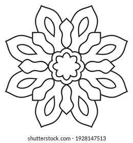 Cute Mandala. Ornamental round doodle flower isolated on white background. Geometric decorative ornament in ethnic oriental style.