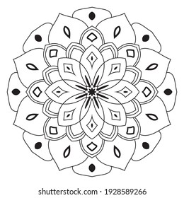 Cute Mandala. Ornamental round doodle flower isolated on white background. Geometric decorative ornament in ethnic oriental style.