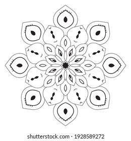 Cute Mandala. Ornamental round doodle flower isolated on white background. Geometric decorative ornament in ethnic oriental style.