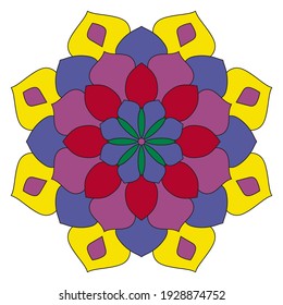 Cute Mandala. Ornamental round doodle flower isolated on white background. Geometric decorative ornament in ethnic oriental style.