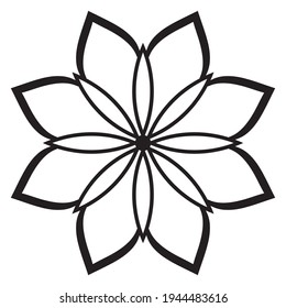 Cute Mandala. Ornamental round doodle flower isolated on white background. Geometric decorative ornament.