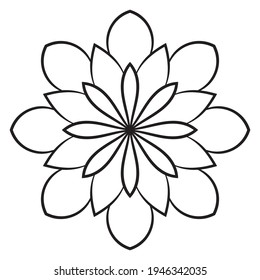 Cute Mandala. Ornamental round doodle flower isolated on white background. Geometric decorative ornament in ethnic oriental style.