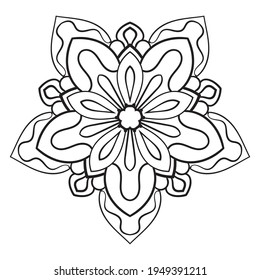 Cute Mandala. Ornamental round doodle flower isolated on white background. Geometric decorative ornament in ethnic oriental style.