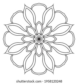 Cute Mandala. Ornamental round doodle flower isolated on white background. Geometric decorative ornament in ethnic oriental style.