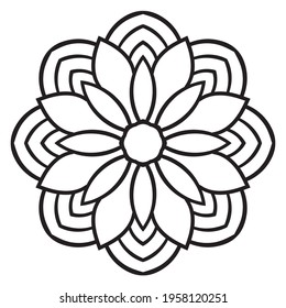 Cute Mandala. Ornamental round doodle flower isolated on white background. Geometric decorative ornament in ethnic oriental style.