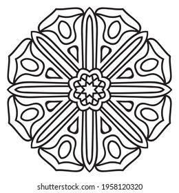 Cute Mandala. Ornamental round doodle flower isolated on white background. Geometric decorative ornament in ethnic oriental style.