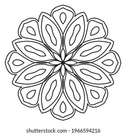 Cute Mandala. Ornamental round doodle flower isolated on white background. Geometric decorative ornament in ethnic oriental style.