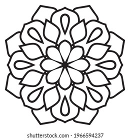 Cute Mandala. Ornamental round doodle flower isolated on white background. Geometric decorative ornament in ethnic oriental style.