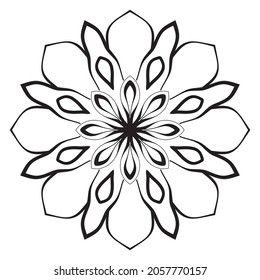 Cute Mandala. Ornamental round doodle flower isolated on white background. Geometric decorative ornament in ethnic oriental style.
