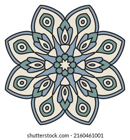Cute Mandala. Ornamental round doodle flower isolated on white background. Geometric decorative ornament in ethnic oriental style.