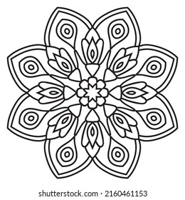 Cute Mandala. Ornamental round doodle flower isolated on white background. Geometric decorative ornament in ethnic oriental style.