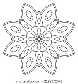 Cute Mandala. Ornamental round doodle flower isolated on white background. Geometric decorative ornament in ethnic oriental style.