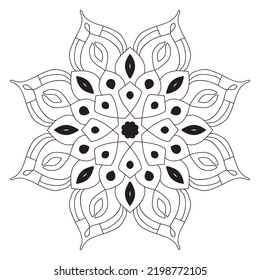 Cute Mandala. Ornamental round doodle flower isolated on white background. Geometric decorative ornament in ethnic oriental style.