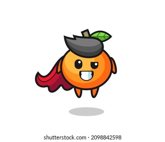 el lindo personaje de mandarin naranja como superhéroe volador, diseño de estilo lindo para camisetas, pegatinas, elemento logo