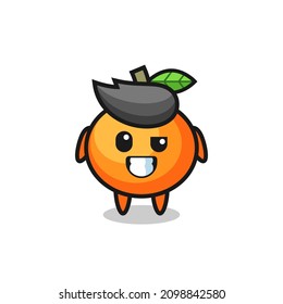 cute mandarin orange mascot with an optimistic face , cute style design for t shirt, sticker, logo element