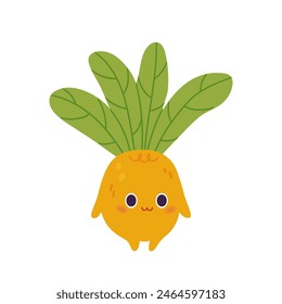 Cute mandrake in kawaii style. Hand drawn vector illustration.