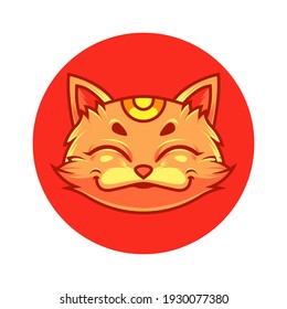 cute maneki neko head illustration and tshirt design