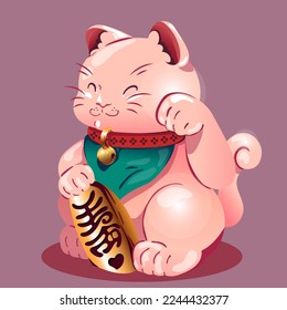 cute maneki neko vector illustration