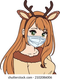 Cute Manga Anime Girl Wearing A Mask