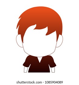 Cute manga boy faceles on red and orange lines