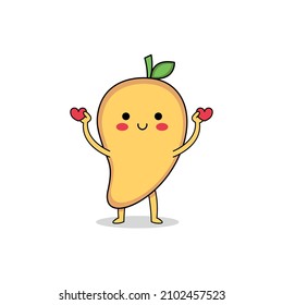 Cute mango cartoon character spreading love