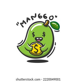 Cute Mango Cartoon Symbol bringen Münze gut für Finanzsymbol, Bank, Aufkleber etc.