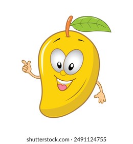 Cute Mango Cartoon Vector. Funny Emoji Mango World Mango Day 22 July. Social Media Posts and Banners Isolated White Background.