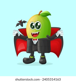 Cute mango character dressed as a vampire. Perfect for kids, merchandise and sticker, banner promotion or blog

