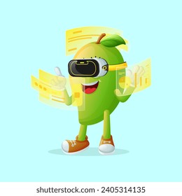 Cute mango character in metaverse. Perfect for kids, merchandise and sticker, banner promotion or blog
