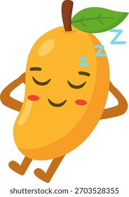 Cute Mango Character Sleeping Cartoon Flat Illustration