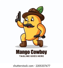 Cute Mango Cowboy Character Mascot Design Template