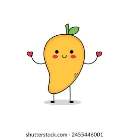 Cute mango fruit cartoon character spreading love doodle