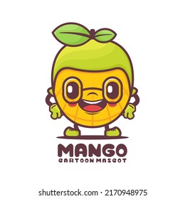dibujos animados de frutas de mango lindo. ilustración vectorial de fruta fresca. aislado en un fondo blanco