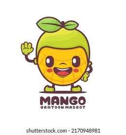 cute mango fruit cartoon. fresh fruit vector illustration. isolated on a white background