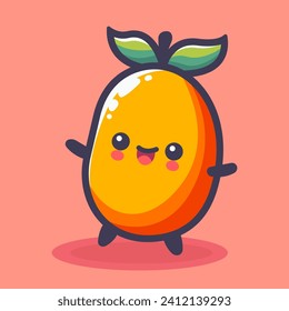 Cute mango fruit, cartoon vector illustration