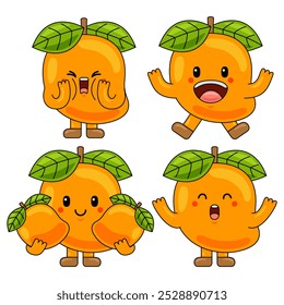 Süße Mango Frucht Zeichen Maskottchen Illustration