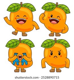 Ilustración linda de la mascota del carácter de la fruta del mango
