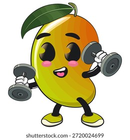 bonitinho mascote de manga mascote personagem ilustração de desenho animado exercícios isolados de elevação do sino, trabalho de mão desenhada