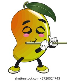 bonitinho mascote de manga mascote personagem desenho animado isolado tocando flauta, trabalho de mão desenhada