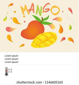 Cute Mango Fruits Packaging Design Vector. Applicable for Banners, Placards, Creative Brochure, Posters, Flyers, Flyer design advertising .Template or Vector Illustration .