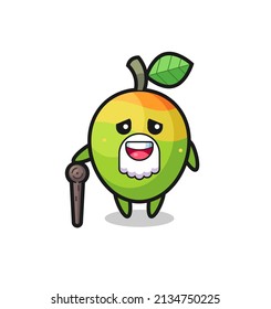 cute mango grandpa is holding a stick , cute style design for t shirt, sticker, logo element