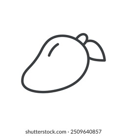 Ícone bonito de manga. Ilustração monocromática desenhada à mão de um fruto isolado em um fundo branco. Vetor 10 EPS.